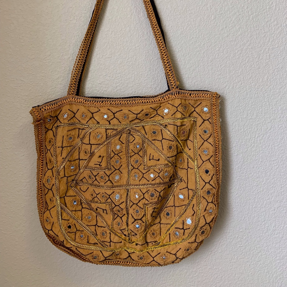 artisan yellow bag with mirror details